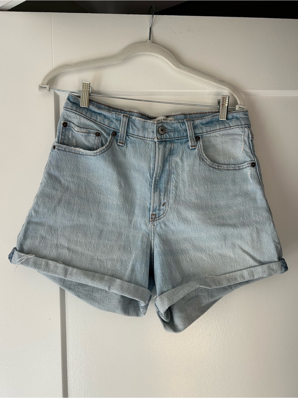 Abercrombie & Fitch Light Blue Rolled Hem Denim Shorts